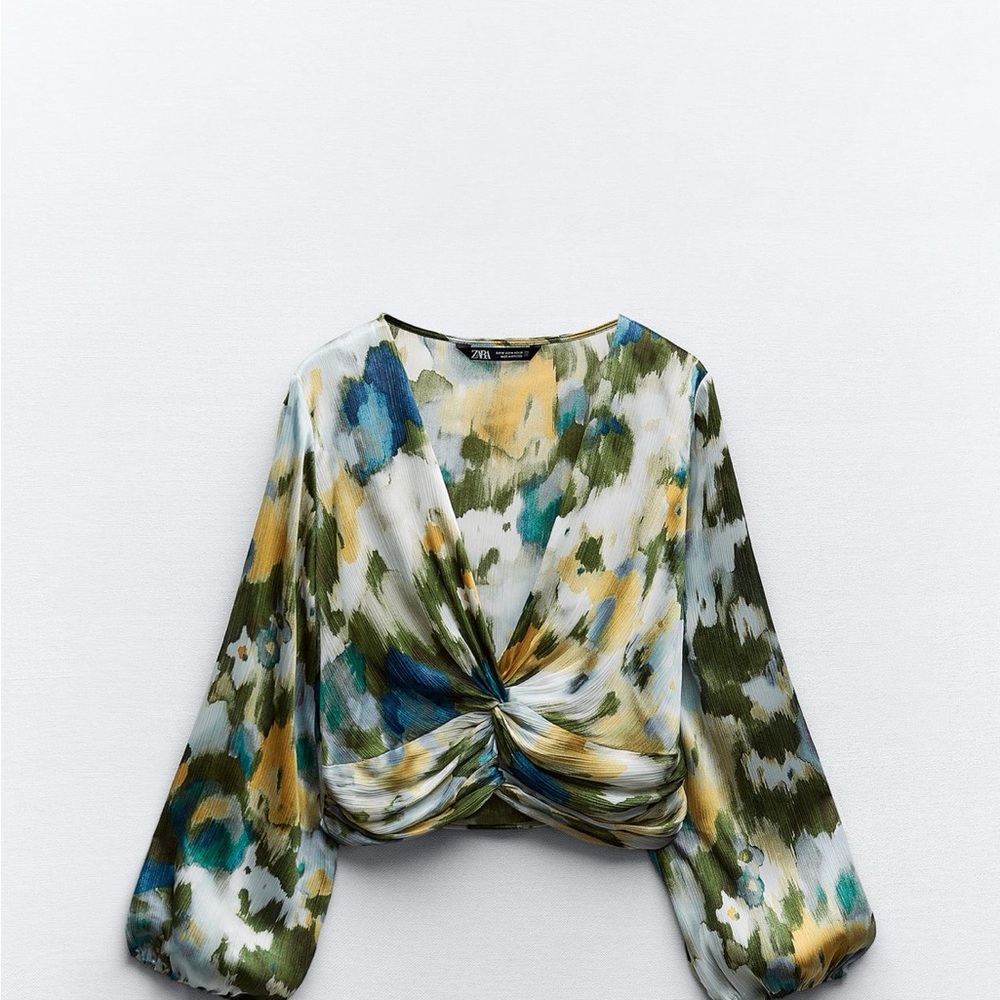 Zara Ruched Tie-dye Print blouse